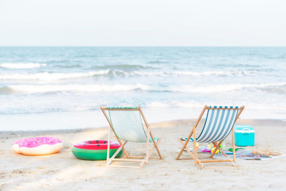 beach chairs by the ocean during spring break