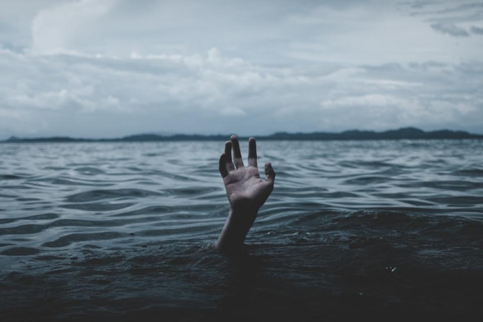 hand sticking up out of water