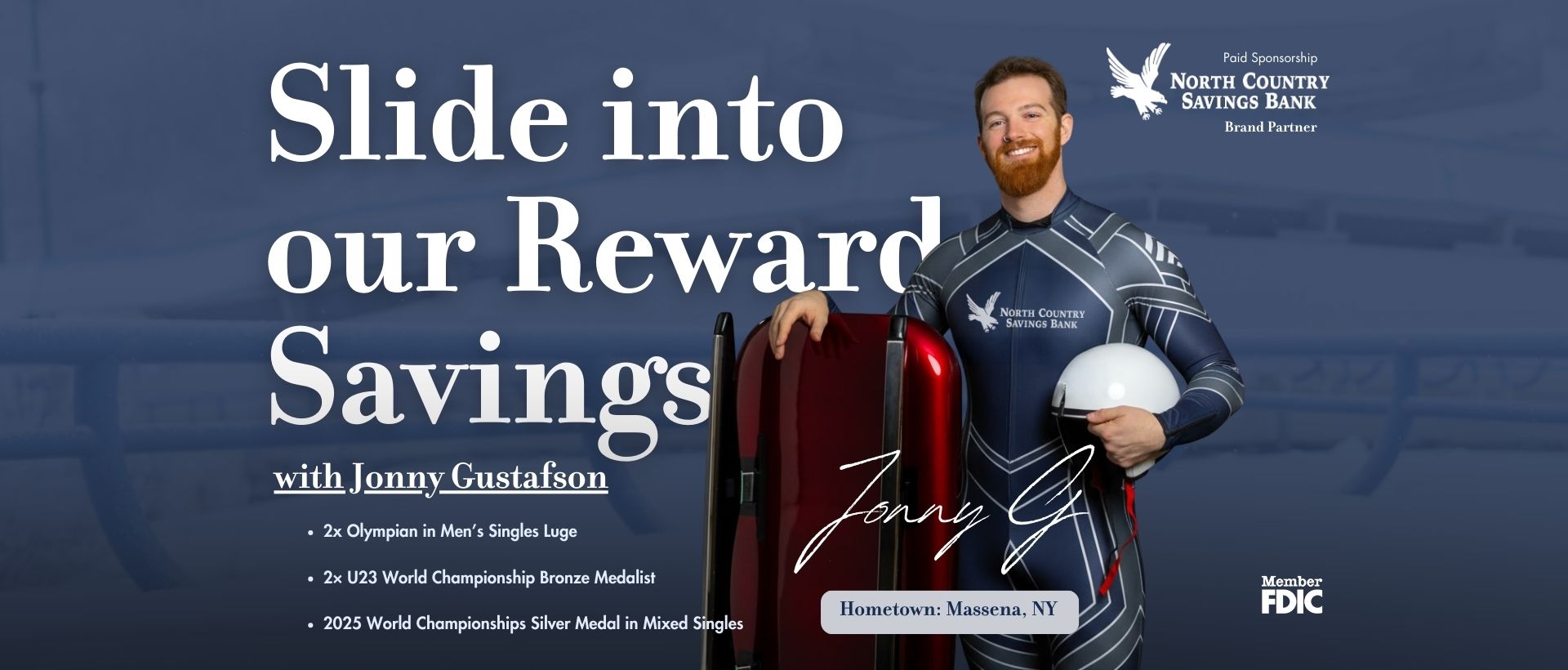 Slide Into Our Rewards Savings Ad with Jonny Gustafson, Olympic Athlete from Massena, New York